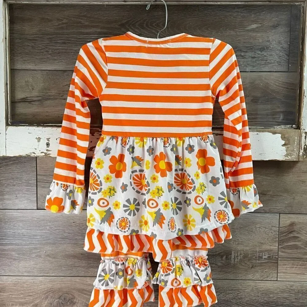ALYSSA’S GARDEN Girls 2 Piece Ruffled Outfit Size 4T Boho Cottagecore Floral